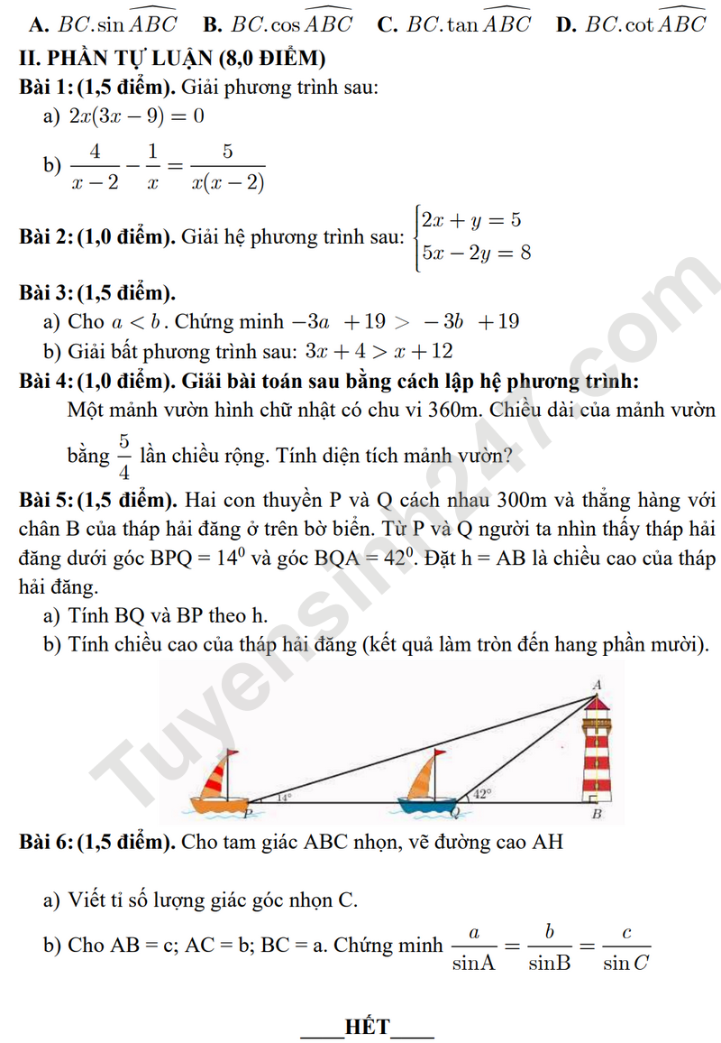 De thi giua HK1 lop 9 Toan 2024 - THCS Tan Xuan (De minh hoa)