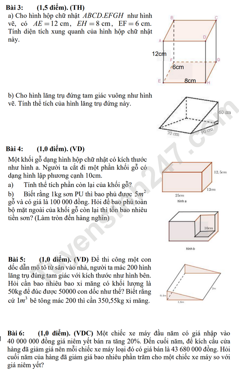 De thi giua HK1 lop 7 mon Toan 2024 - THCS Nguyen An Khuong (De minh hoa)