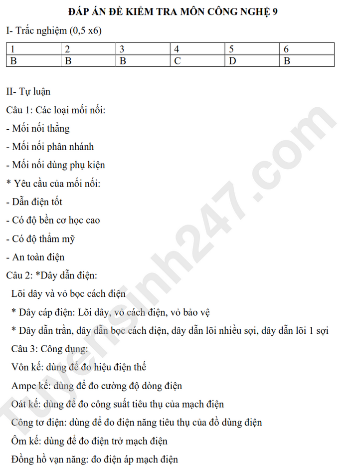 De thi giua ki 1 mon Cong nghe lop 9 - THCS Ly Thuong Kiet 2024 (Co dap an)