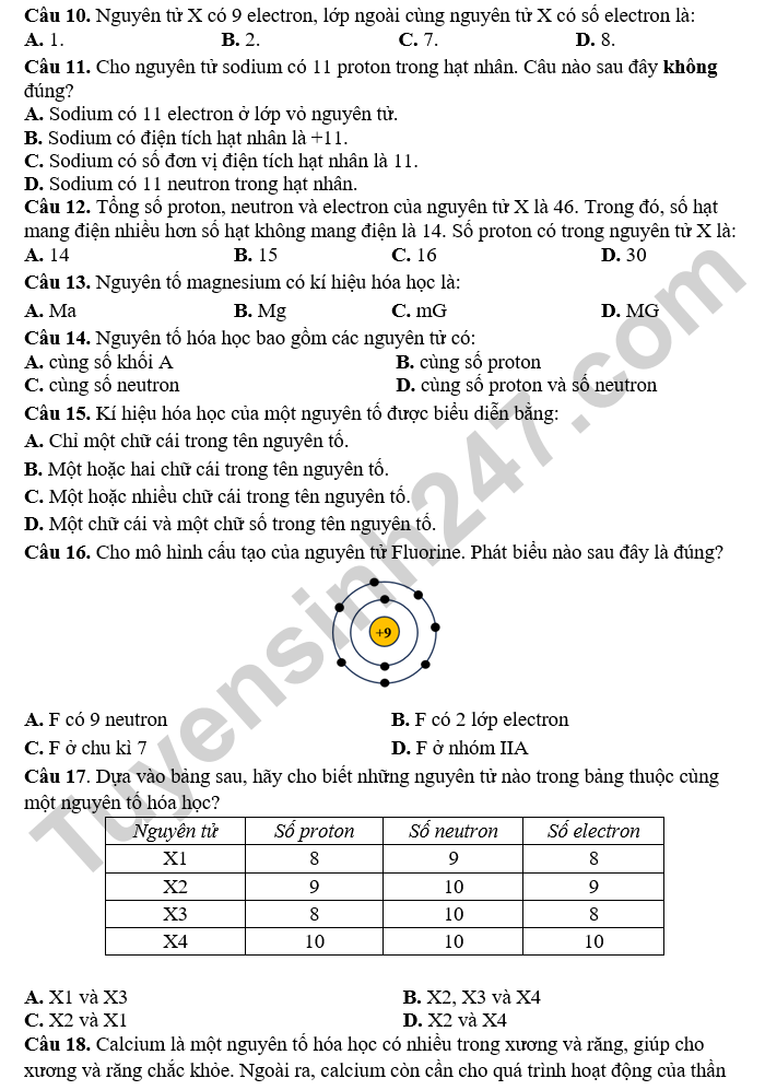 De thi giua ki 1 mon Khoa hoc tu nhien 7 THCS Ngo Gia Tu 2024