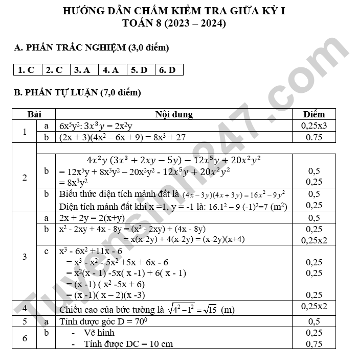 De kiem tra giua ki 1 Toan lop 8 THCS Ly Thuong Kiet 2024 - co dap an