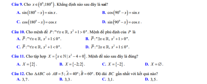 De kiem tra giua ki 1 lop 10 mon Toan - THCS&THPT Nguyen Binh Khiem 2024