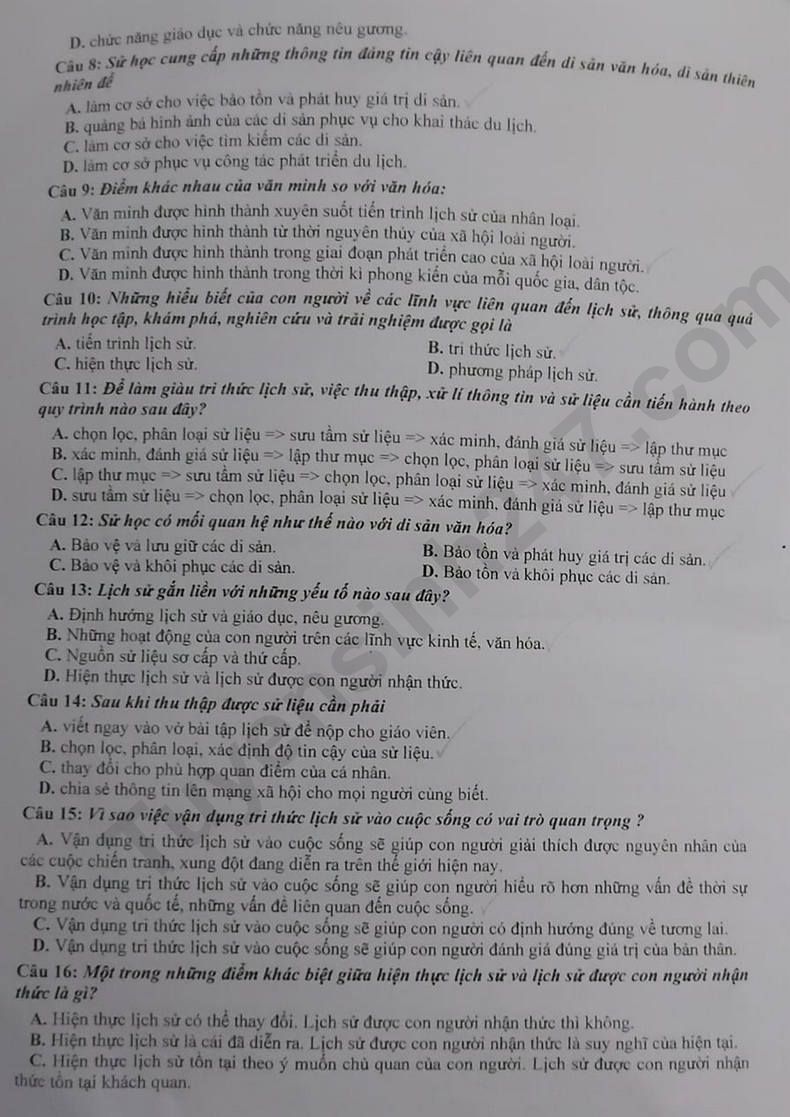 De thi giua HK1 mon Su lop 10 nam 2024 - THPT Tri An