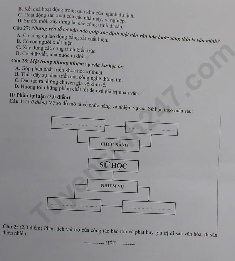 De thi giua HK1 mon Su lop 10 nam 2024 - THPT Tri An