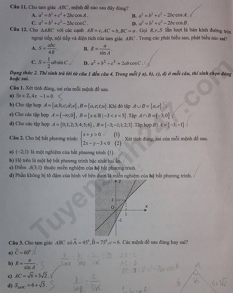 De thi giua HK1 lop 10 mon Toan - THPT Tri An 2024