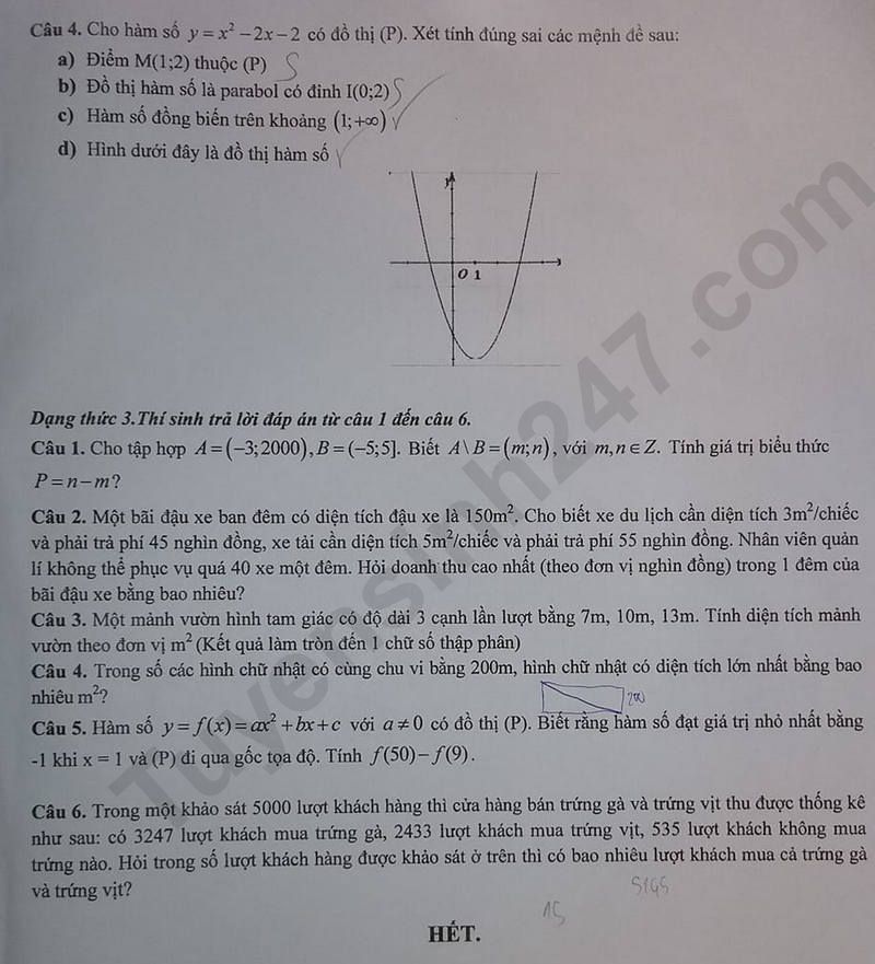 De thi giua HK1 lop 10 mon Toan - THPT Tri An 2024