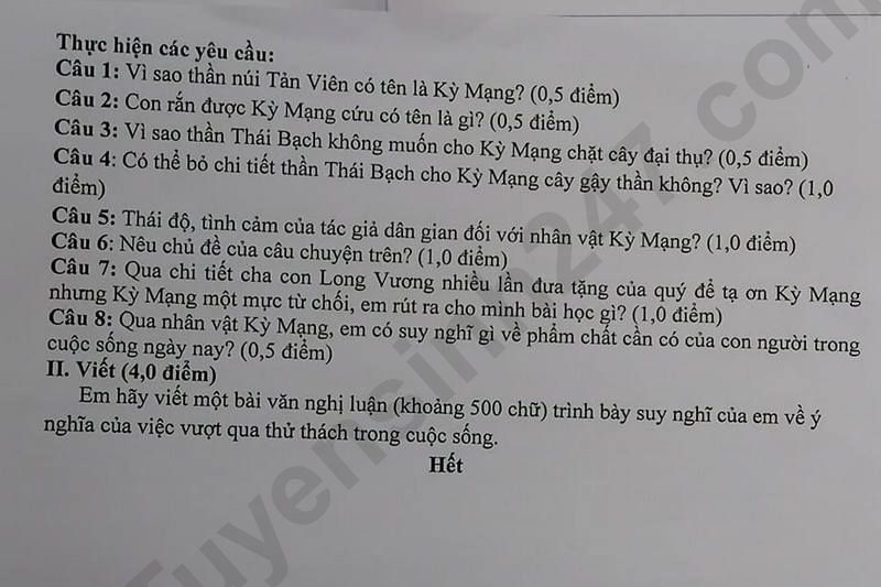 De thi giua ki 1 lop 10 mon Van 2024 - THPT Tri An