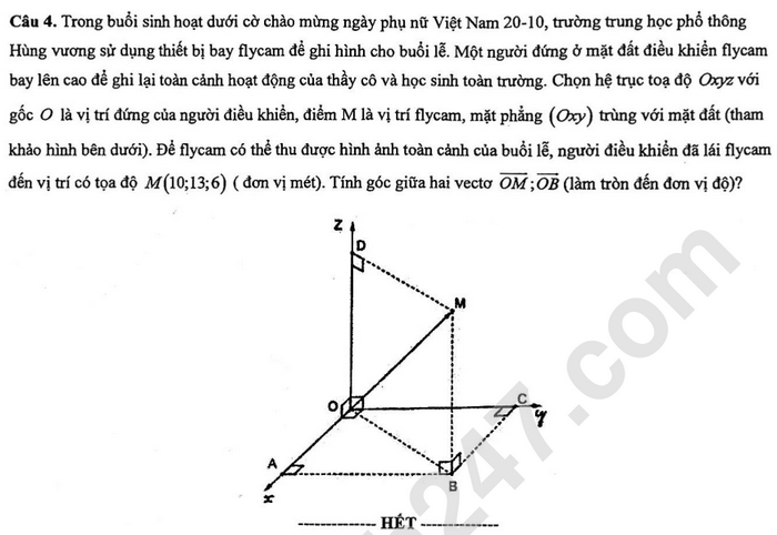 De thi giua ky 1 Toan lop 12 - THPT Hung Vuong 2024