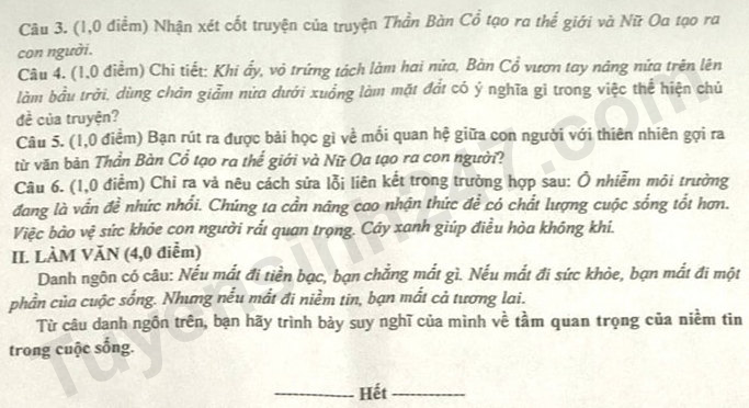 De thi giua ki 1 mon Van lop 10 nam 2024 - THPT Le Quy Don