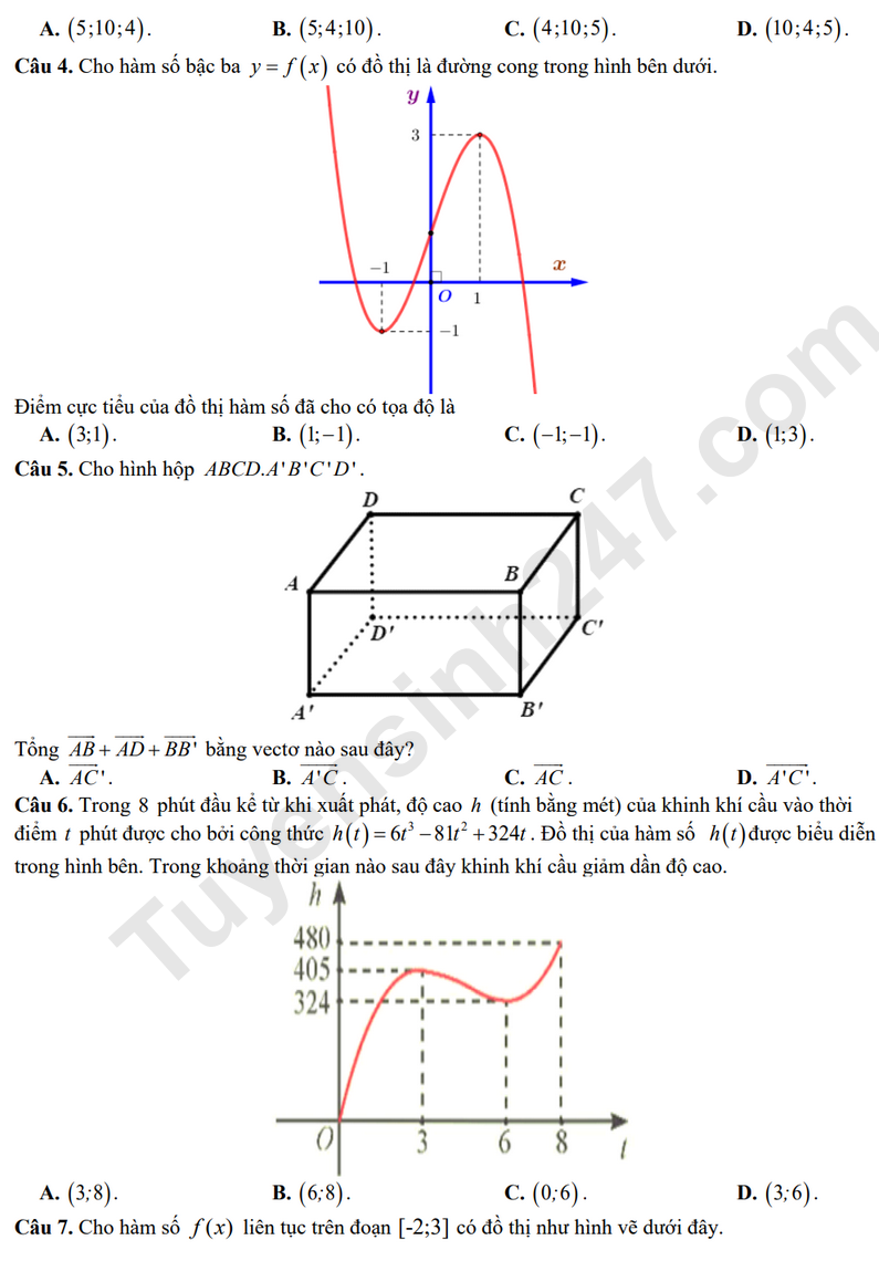 De thi giua HK1 lop 12 mon Toan - THPT Kim Son C 2024