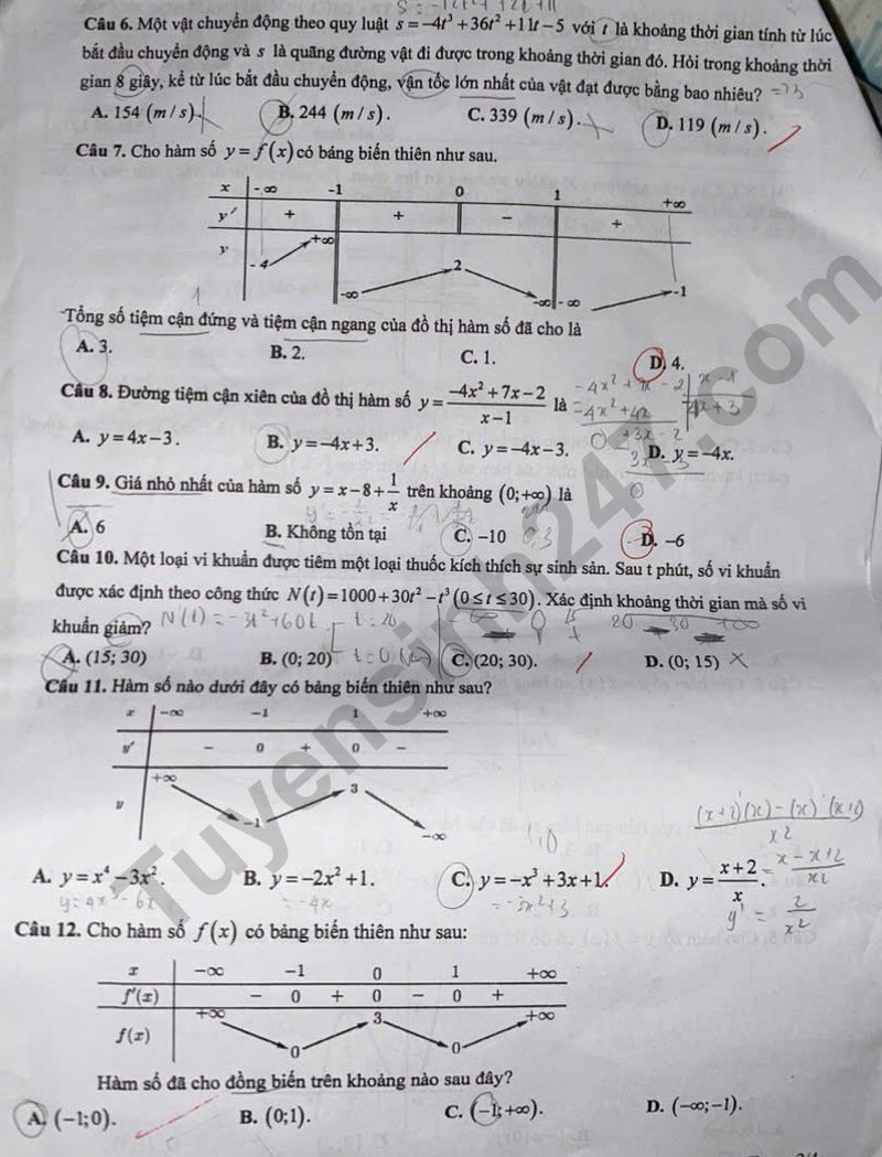 De thi giua ki 1 lop 12 mon Toan 2024  - THPT Phan Dang Luu