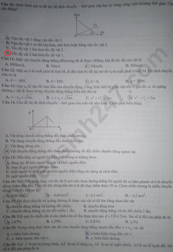 De thi giua ki 1 lop 10 mon Ly 2024 - THPT Phan Boi Chau