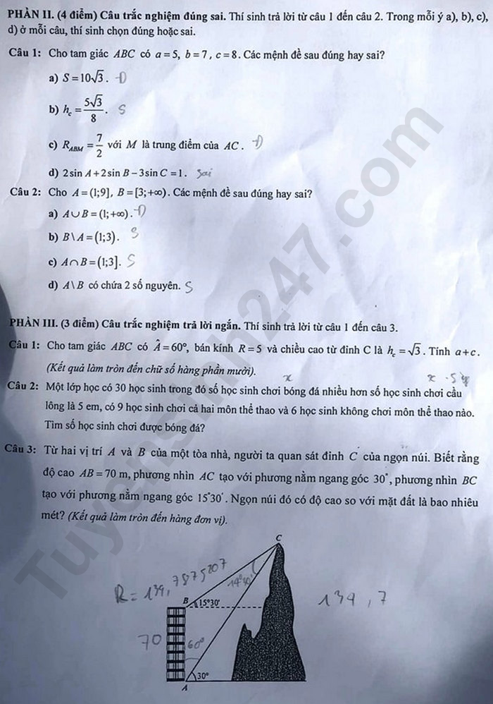 De thi giua hoc ki 1 lop 10 mon Toan 2024 - THPT Le Quy Don
