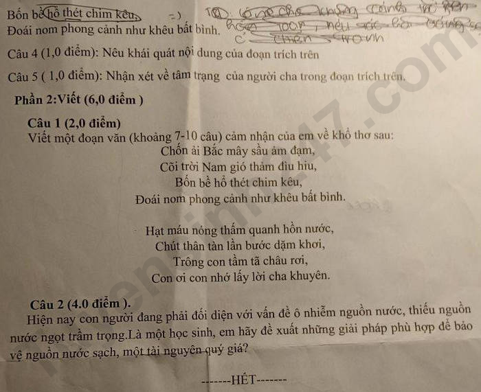 De thi giua ki 1 mon Van lop 9 - THCS Dong Van 2024