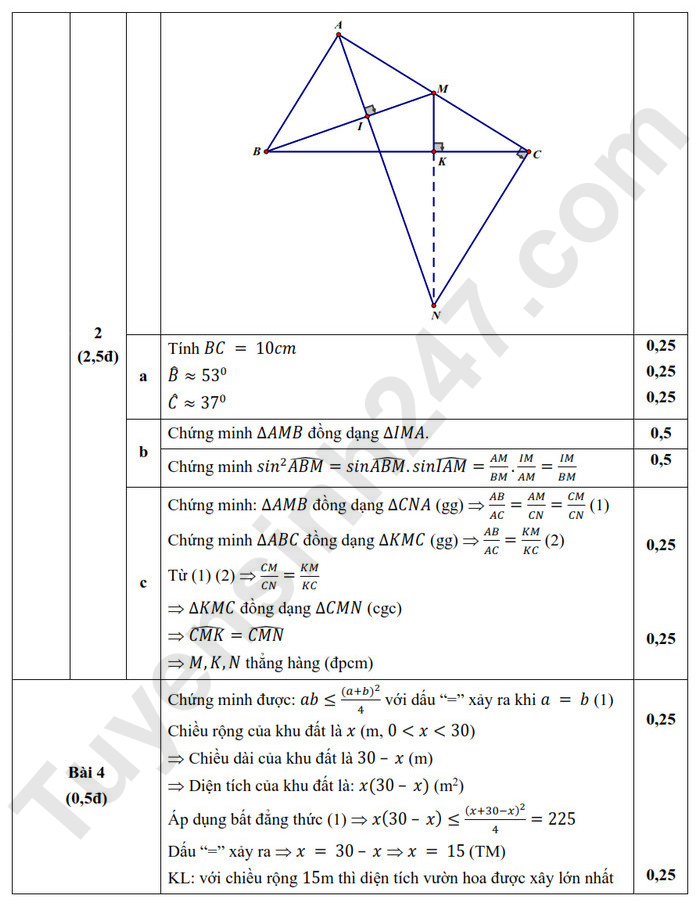 De thi giua ki 1 lop 9 mon Toan 2024 - THCS Nguyen Cong Tru (Co dap an)