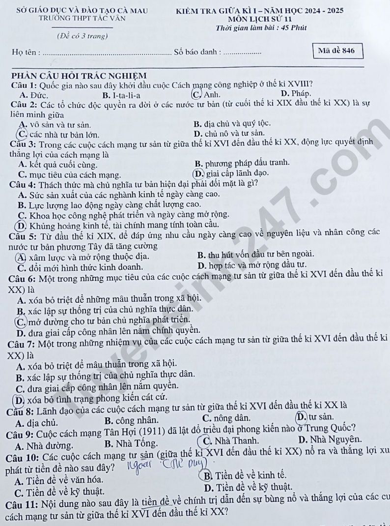 De thi giua HK1 lop 11 mon Su - THPT Tac Van 2024