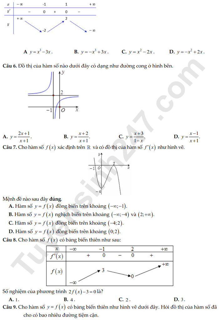 De thi giua HK1 lop 12 mon Toan - THPT Duc Linh 2024 (Co dap an)