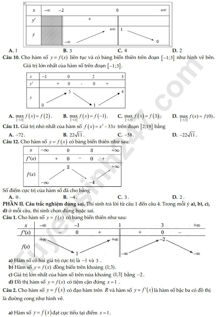 De thi giua HK1 lop 12 mon Toan - THPT Duc Linh 2024 (Co dap an)