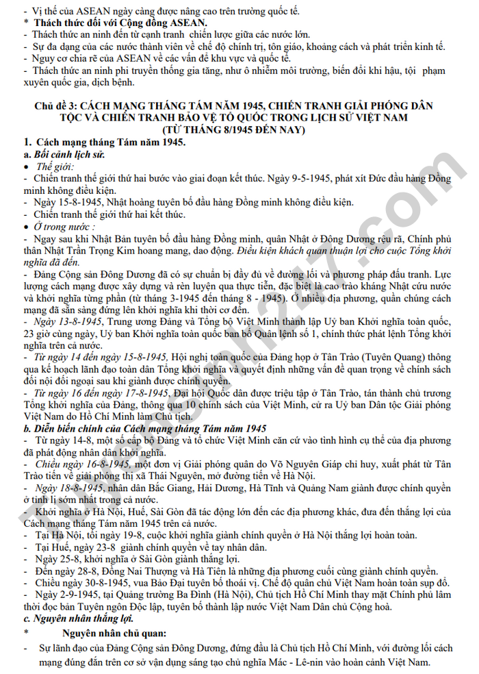 De cuong on tap hoc ki 1 lop 12 mon Su 2024 - THPT Xuan Dinh