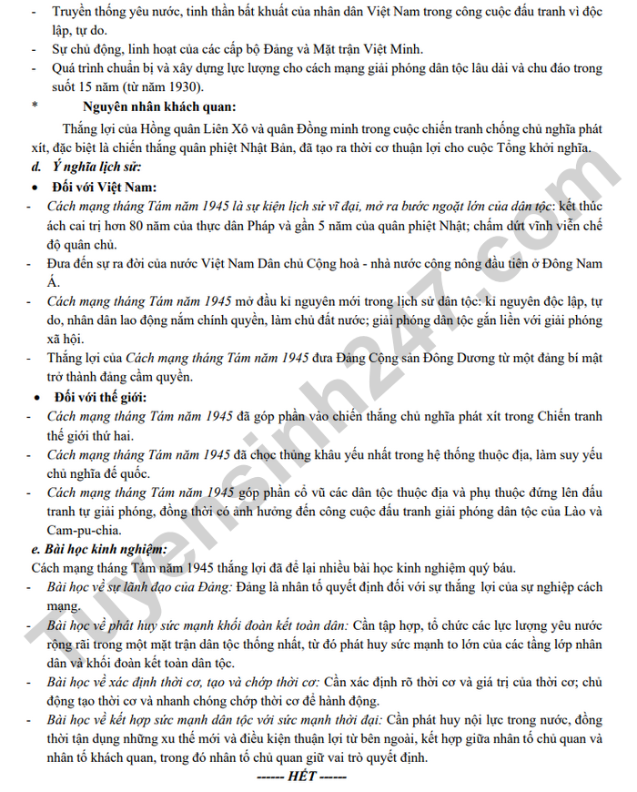 De cuong on tap hoc ki 1 lop 12 mon Su 2024 - THPT Xuan Dinh