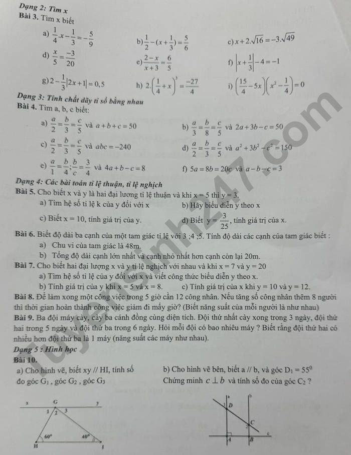 De cuong on tap ki 1 mon Toan 7 THCS Nguyen Binh Khiem - Rubik 2024