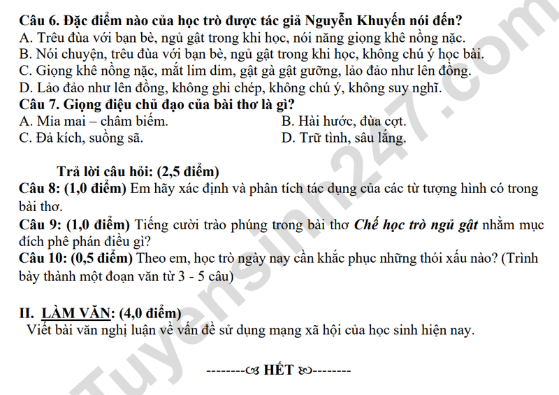De thi HK1 lop 8 mon Van 2024 - THCS Nguyen Du