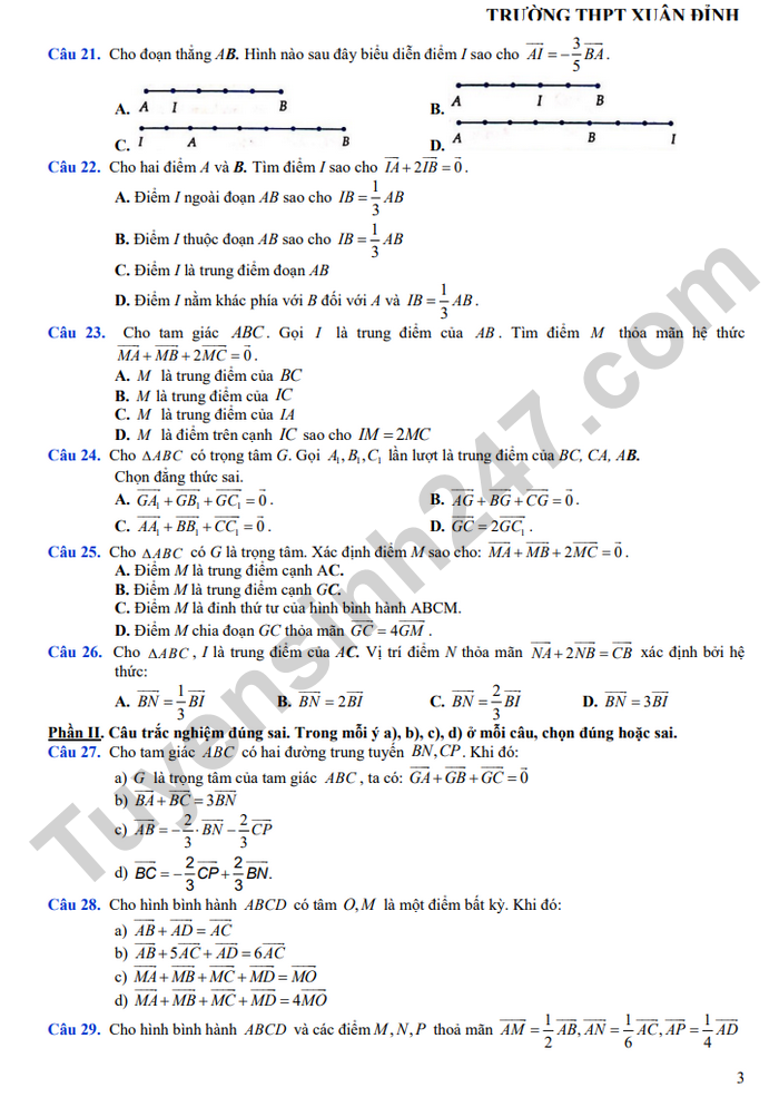 De cuong hoc ki 1 lop 10 mon Toan 2024 - THPT Xuan Dinh