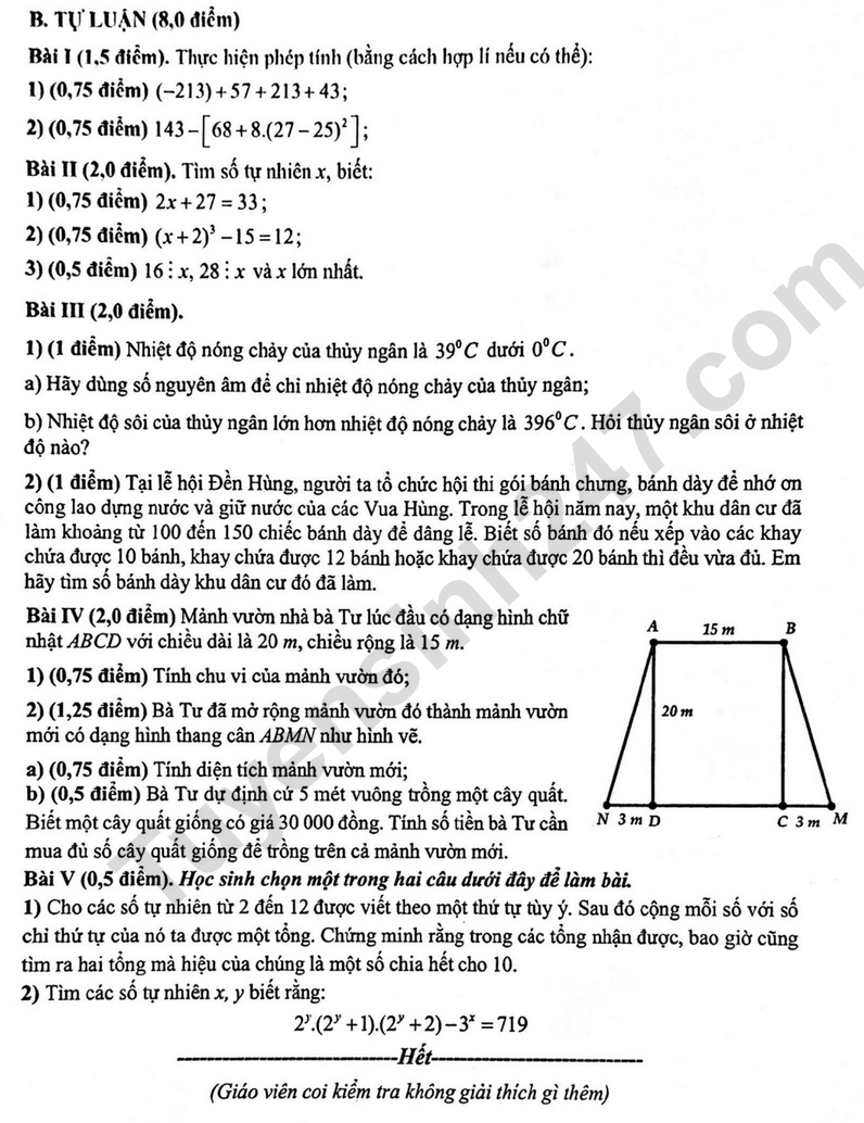 De thi HK1 lop 6 mon Toan - THCS va THPT M.V.Lo-Mo-No-Xop 2024