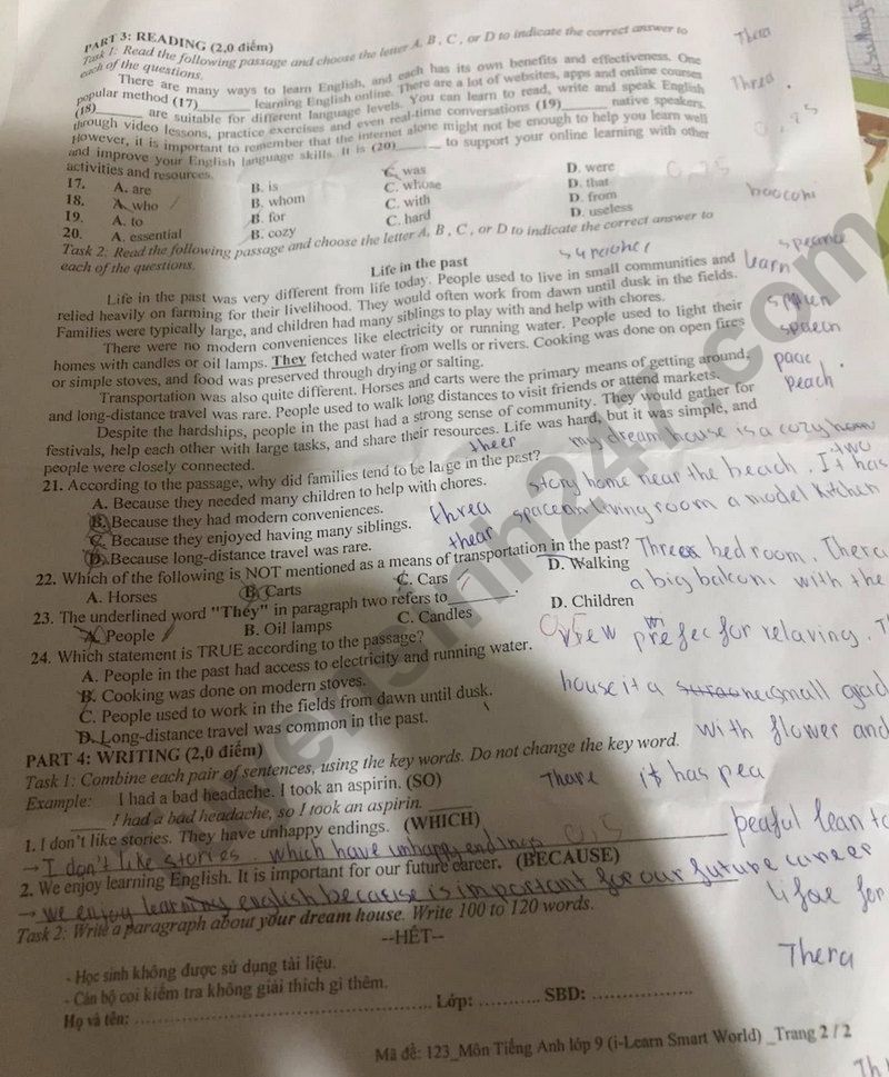 De thi HK1 lop 9 mon Anh - So GD Vinh Long 2024