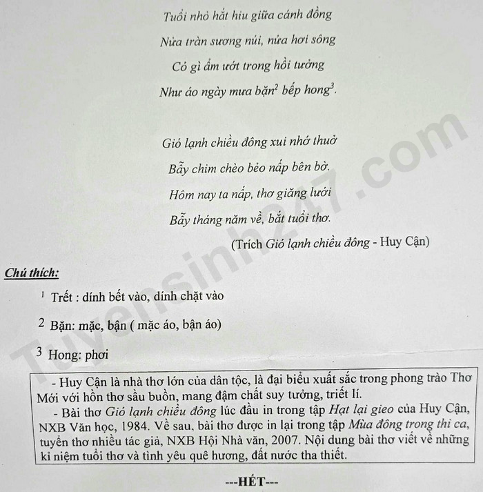 De thi hoc ki 1 mon Van lop 10 nam 2024 - THPT Vo Thi Sau