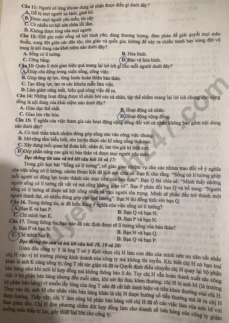 De thi HK1 lop 9 mon GDCD - So GD Bac Giang 2024