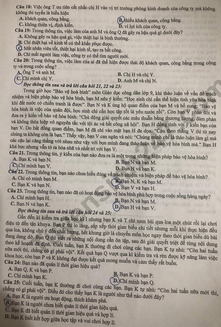 De thi HK1 lop 9 mon GDCD - So GD Bac Giang 2024