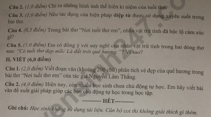 De thi cuoi ki 1 lop 9 mon Van 2024 - TP Can Tho