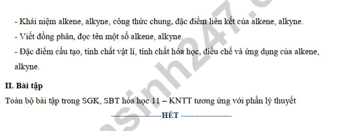 De cuong giua ki 2 mon Hoa lop 11 - THPT Viet Duc nam 2025