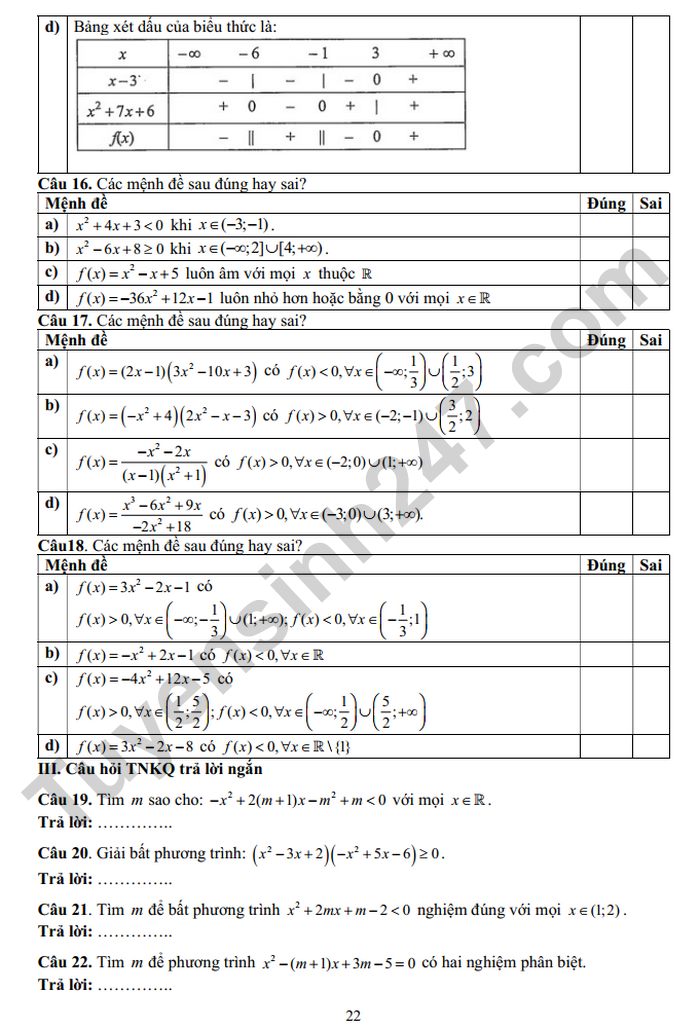 De cuong on tap giua ki 2 nam 2025 mon Toan lop 10 - THPT Yen Hoa