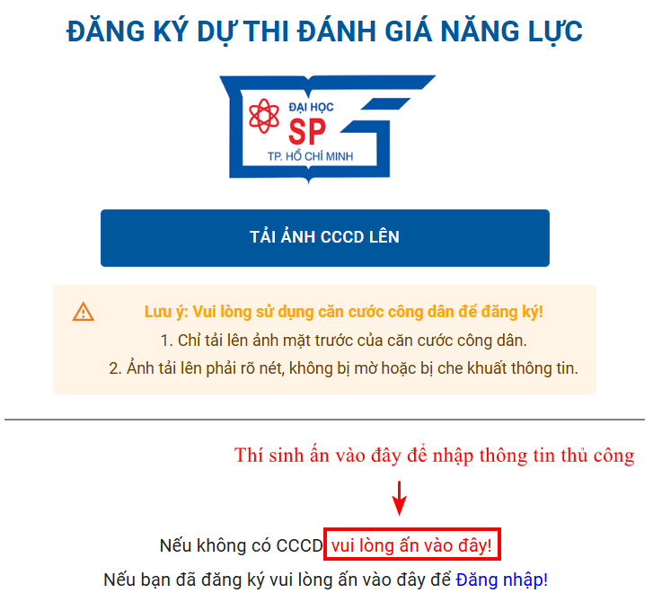 Huong dan dang ki thi DGNL Su pham TPHCM nam 2025