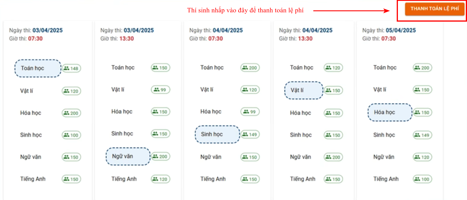 Huong dan dang ki thi DGNL Su pham TPHCM nam 2025