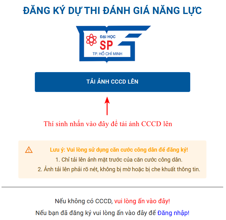 Huong dan dang ki thi DGNL Su pham TPHCM nam 2025