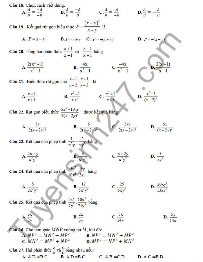 De cuong on tap giua HK2 mon Toan lop 8 nam 2025 - THCS THPT Tran Quoc Tuan