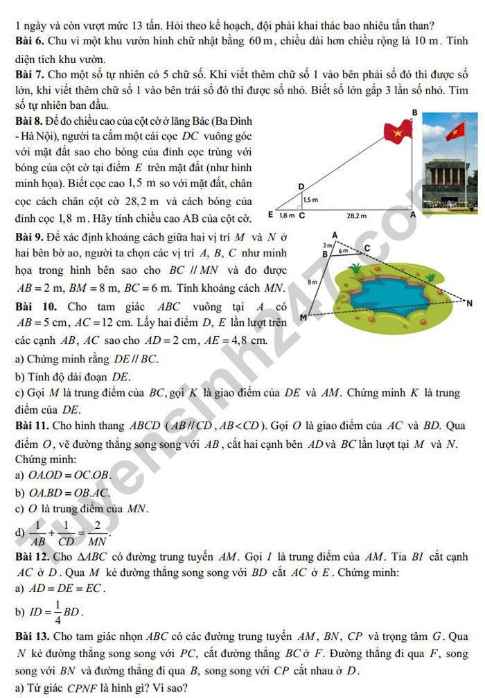Huong dan on tap giua ki 2 mon Toan 8 2025 - THCS Chu Van An