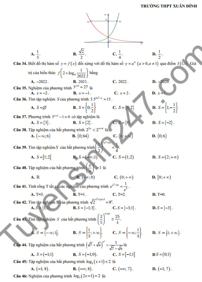 De cuong giua ki 2 lop 11 mon Toan nam 2025 - THPT Xuan Dinh