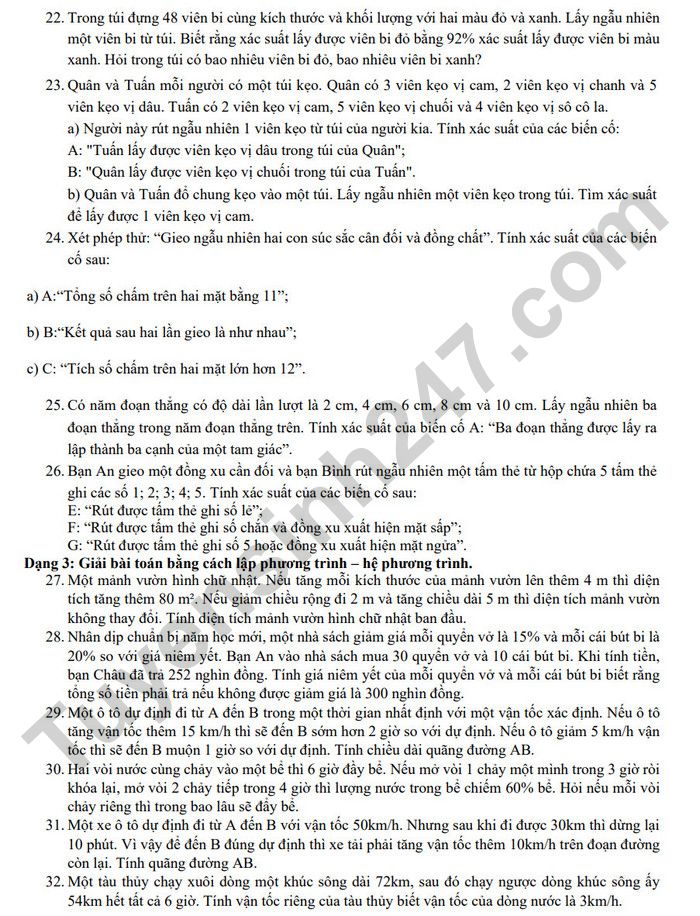 De cuong on thi giua HK2 mon Toan 9 - THCS Ngo Si Lien nam 2025