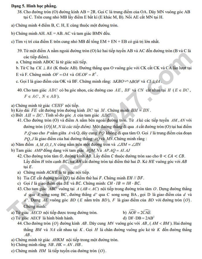 De cuong on thi giua HK2 mon Toan 9 - THCS Ngo Si Lien nam 2025