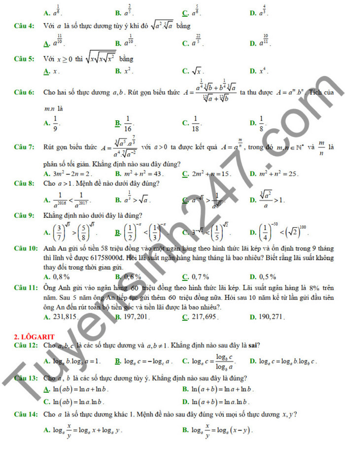 Huong dan on tap mon Toan giua HK2 lop 11 - THPT Chuyen Le Quy Don 2025