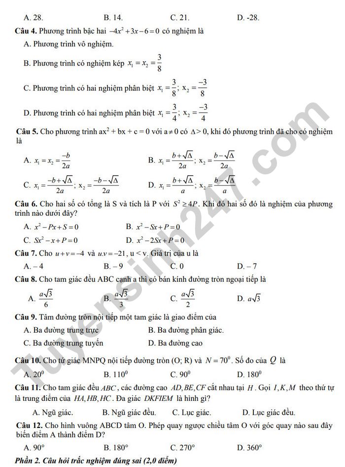 Huong dan on tap giua ki 2 lop 9 mon Toan 2025 - THCS Long Toan