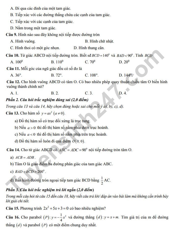 Huong dan on tap giua ki 2 lop 9 mon Toan 2025 - THCS Long Toan