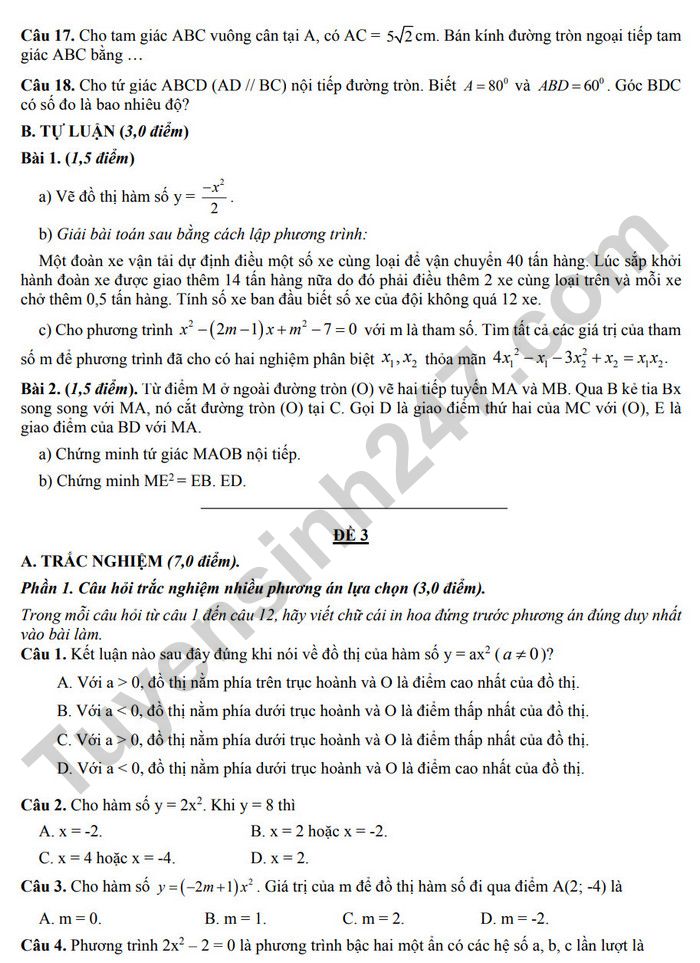Huong dan on tap giua ki 2 lop 9 mon Toan 2025 - THCS Long Toan