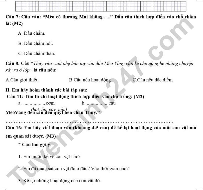 De on tap mon Tieng Viet giua ki 2 lop 1 nam 2025 - TH My Thang