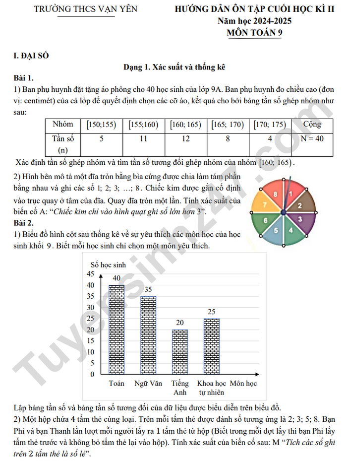 Huong dan on tap ki 2 mon Toan 9 THCS Van Yen 2025
