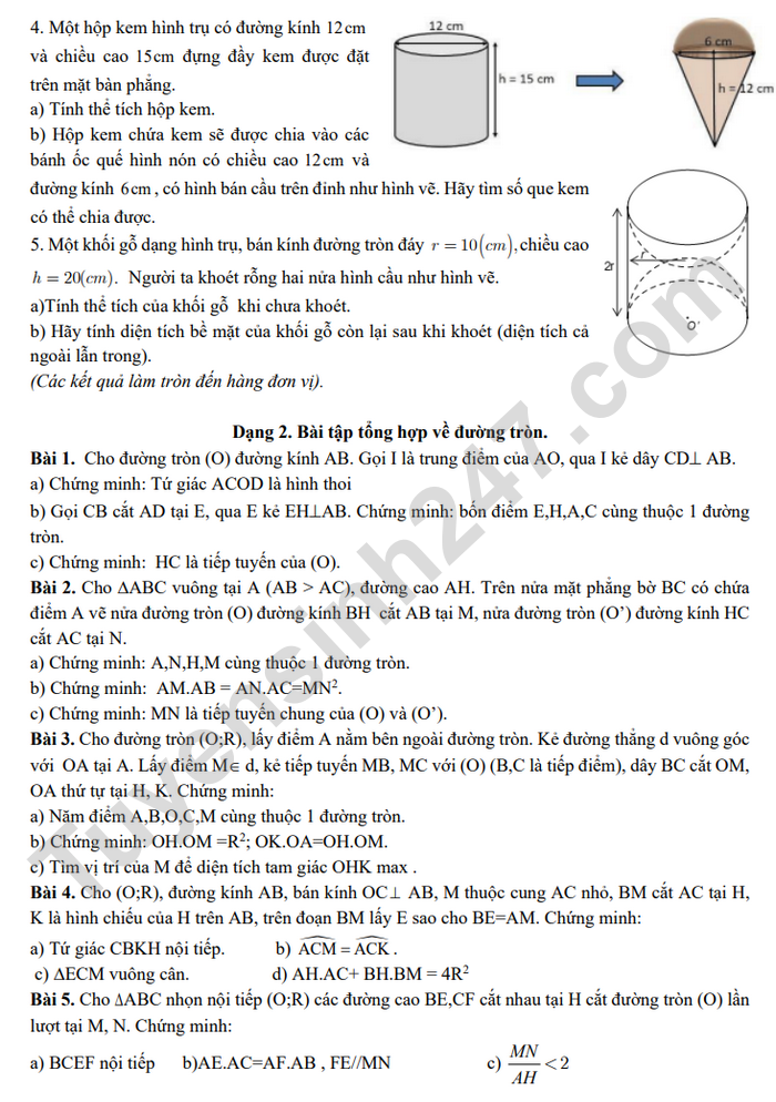 Huong dan on tap ki 2 mon Toan 9 THCS Van Yen 2025